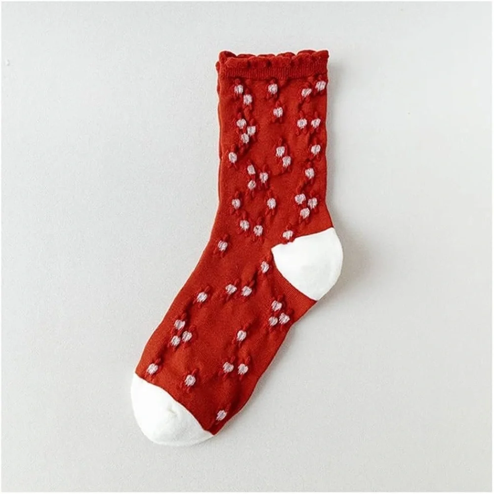 NWOT AGYH Chinese New Year Red Cotton Socks with Three-Dimensional Pattern OS